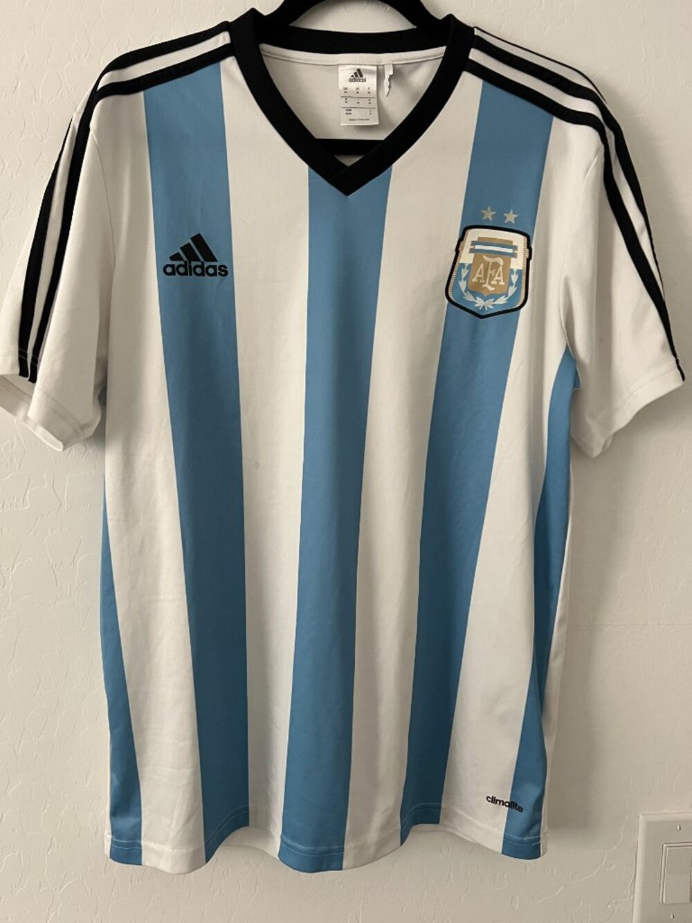 Adidas Argentina AFA 2013 Home Soccer Jersey Mens Medium Blue White Futbol Shirt
